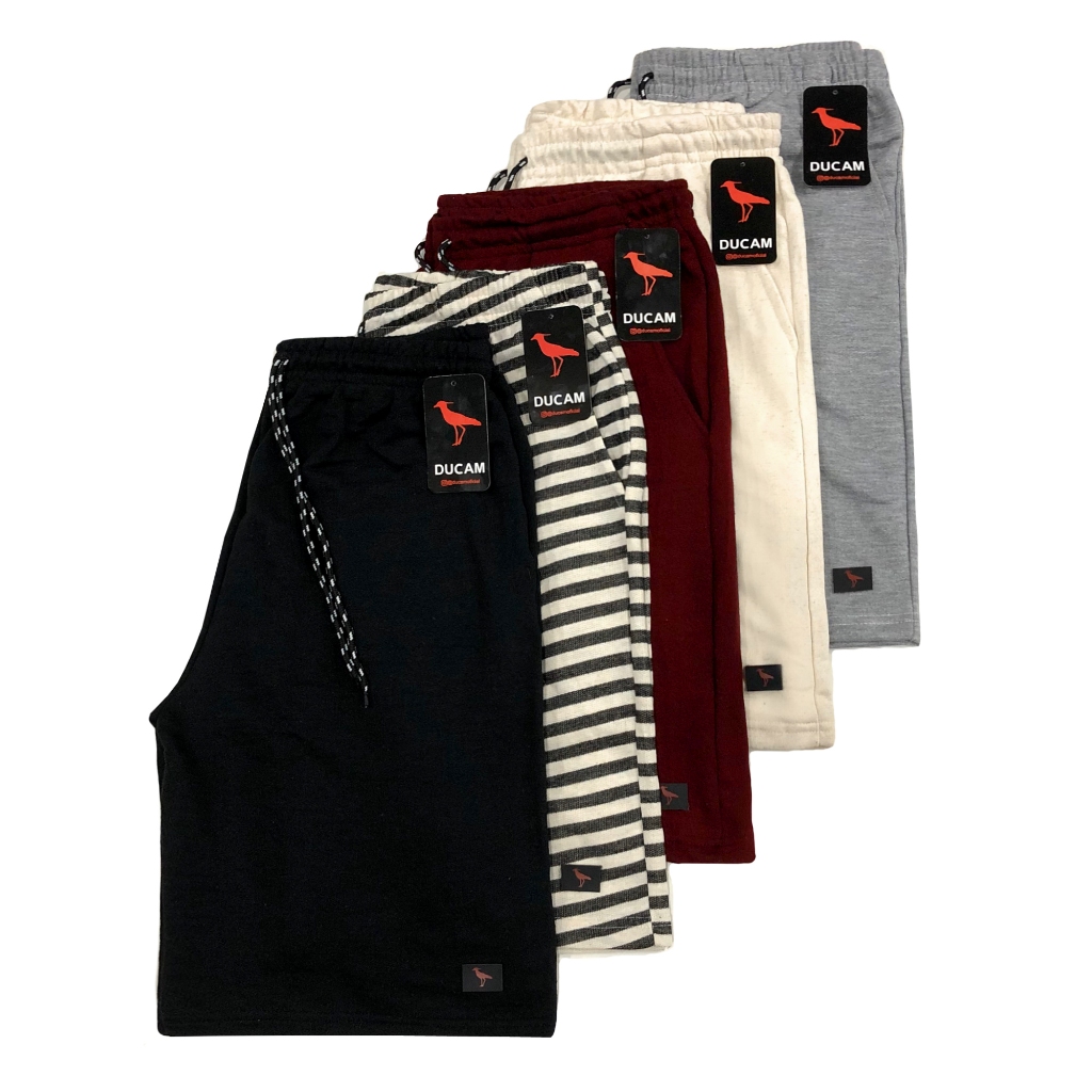 Kit 5 Bermudas Masculinas Moletom Grosso Lisas e L