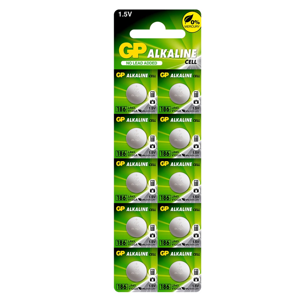 Pilha Alcalina LR43 GP Super Bateria 186 AG12 10 u