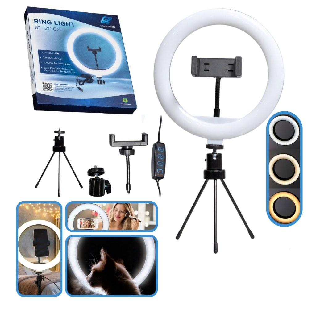 Ring Light Iluminador de LED 8 Polegadas 20cm com