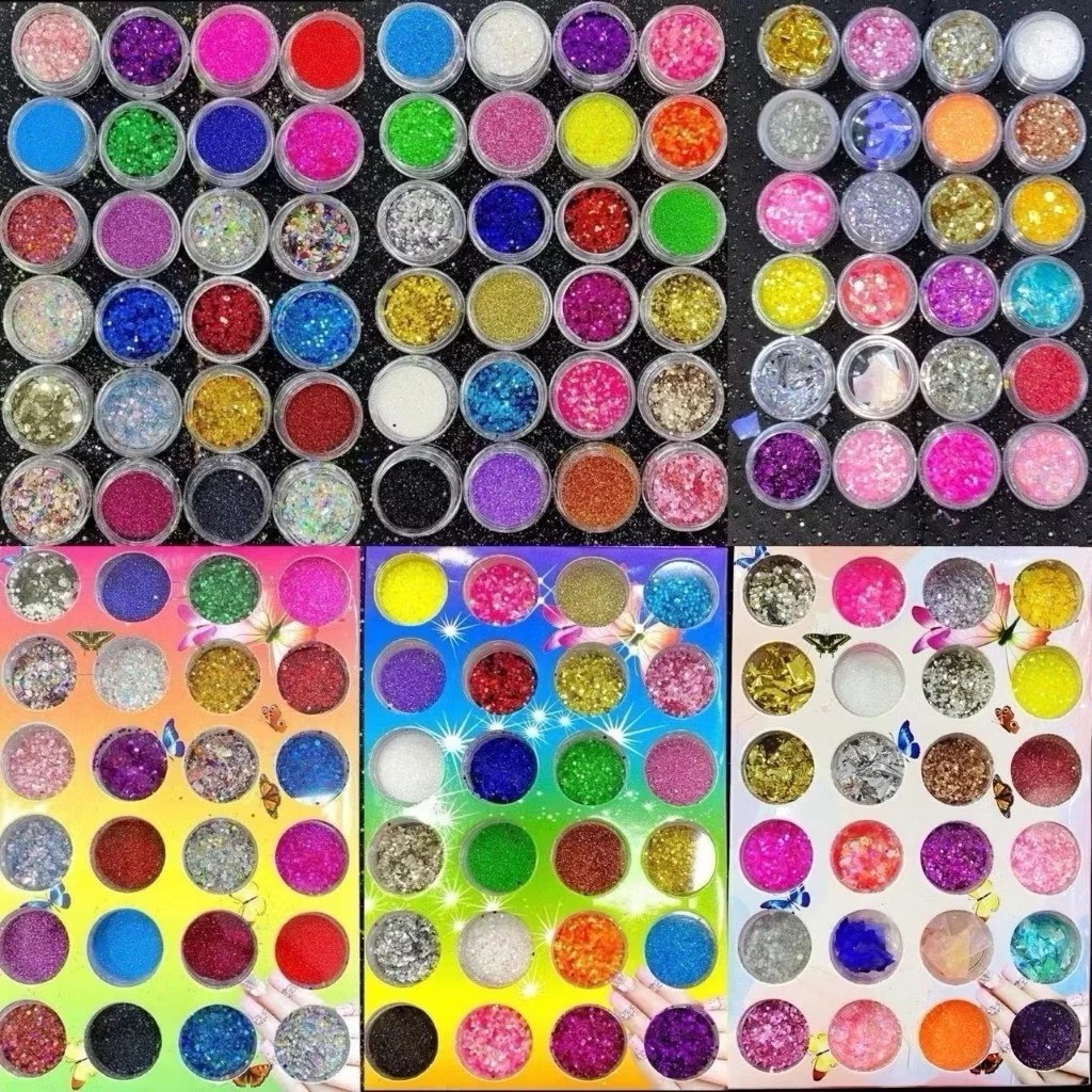 Kit 24 Glitter Flocado e Finos Para Unhas Maquiage