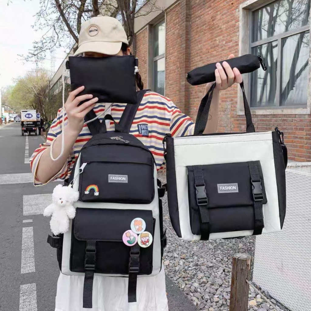 Kit 5 Bolsa Mochila Femina Musculina Escolar Magma