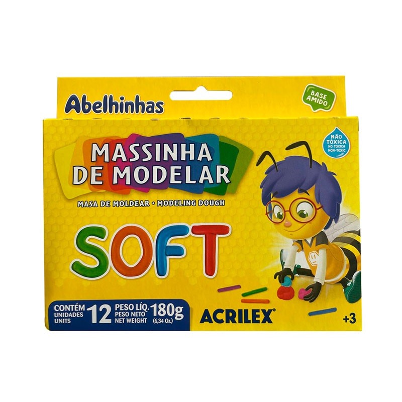 Massa de modelar Soft 180g com 12 cores 07312 Acri