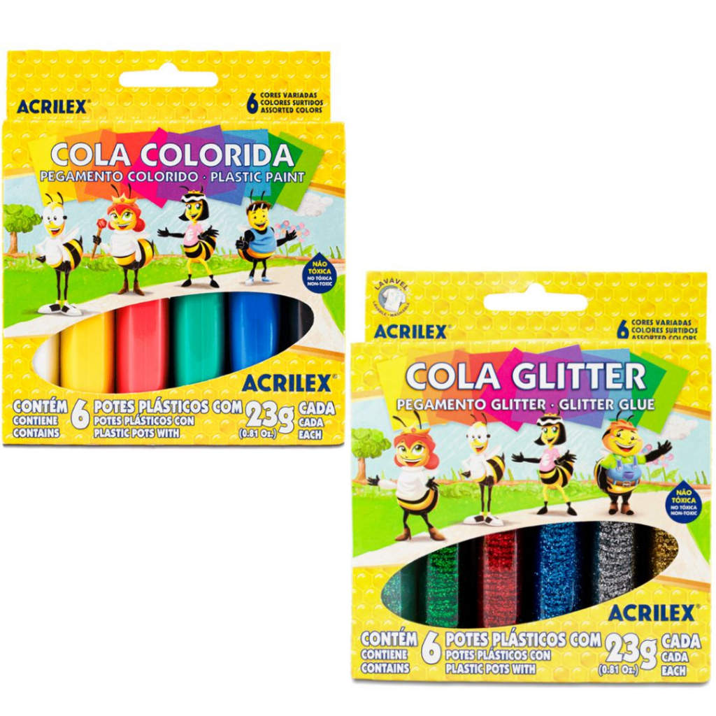 Cola Colorida 6 Cores / Papelaria / Material Escol