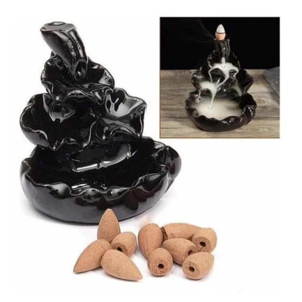 Incensário Flor De Lótus Grande Cascata De Fuma�