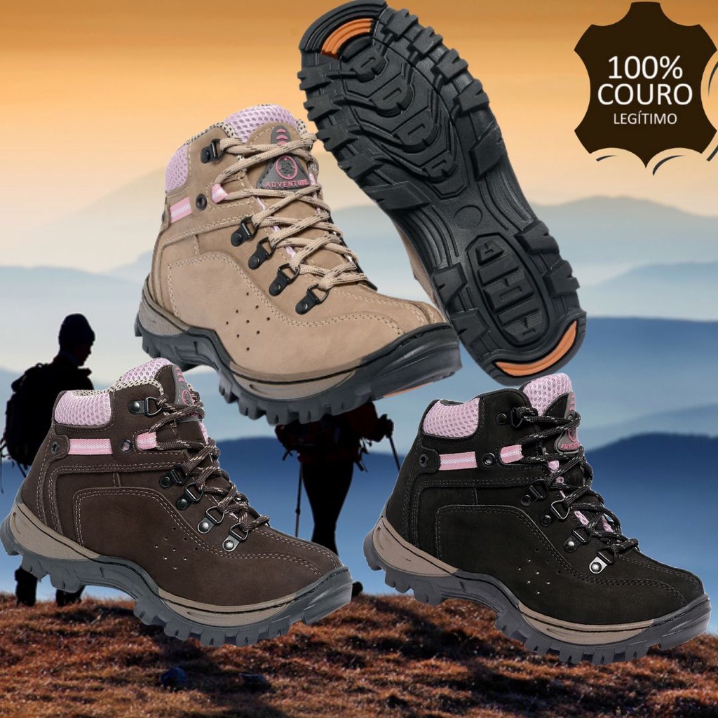 Bota Coturno Tenis Adventure Couro Nobuck Natural 