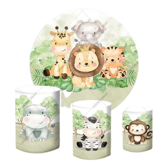 KIT PAINEL REDONDO + CAPAS CILINDROS TECIDO SUBLIM