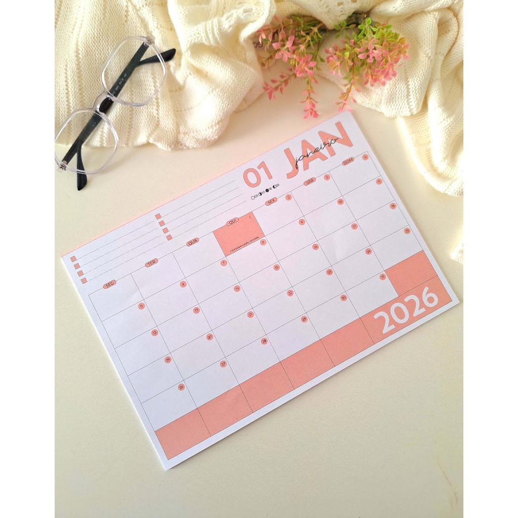 Planner Mensal Blocado Magnético Calendário de g