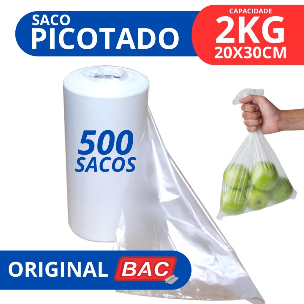 Bobina Picotada 20×30 2kg 500 Sacos Cozinha A