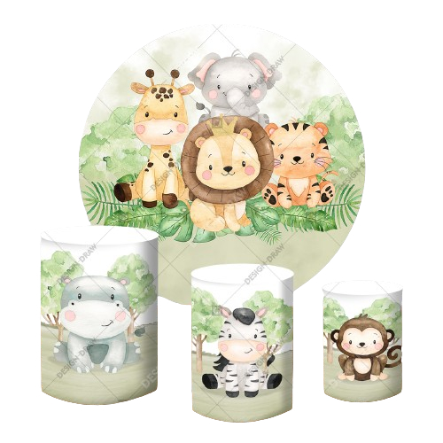 Kit Painel Redondo 1,50 + Capas Cilindro Tecido Su