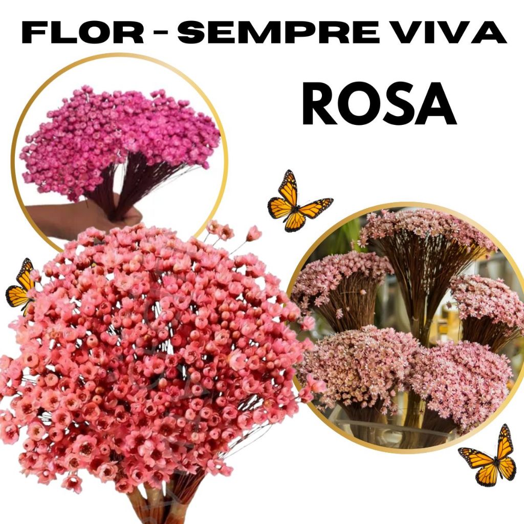 Flor sempre viva rosê, kit com até 1.500 flores 
