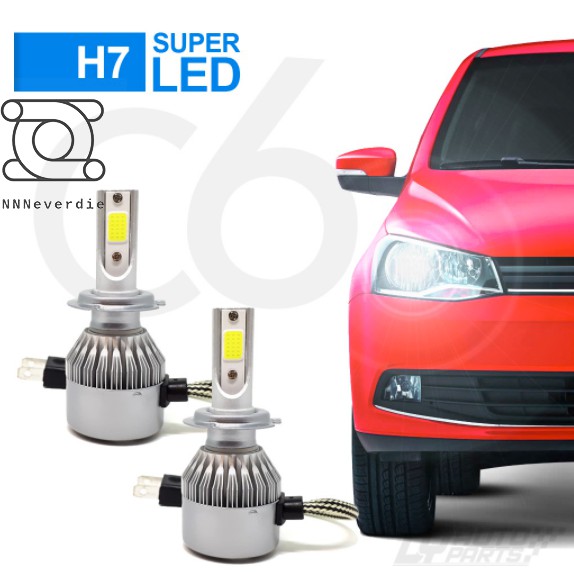 Par Lâmpadas H7 Super Led Top 6000K 7200 Lumens C
