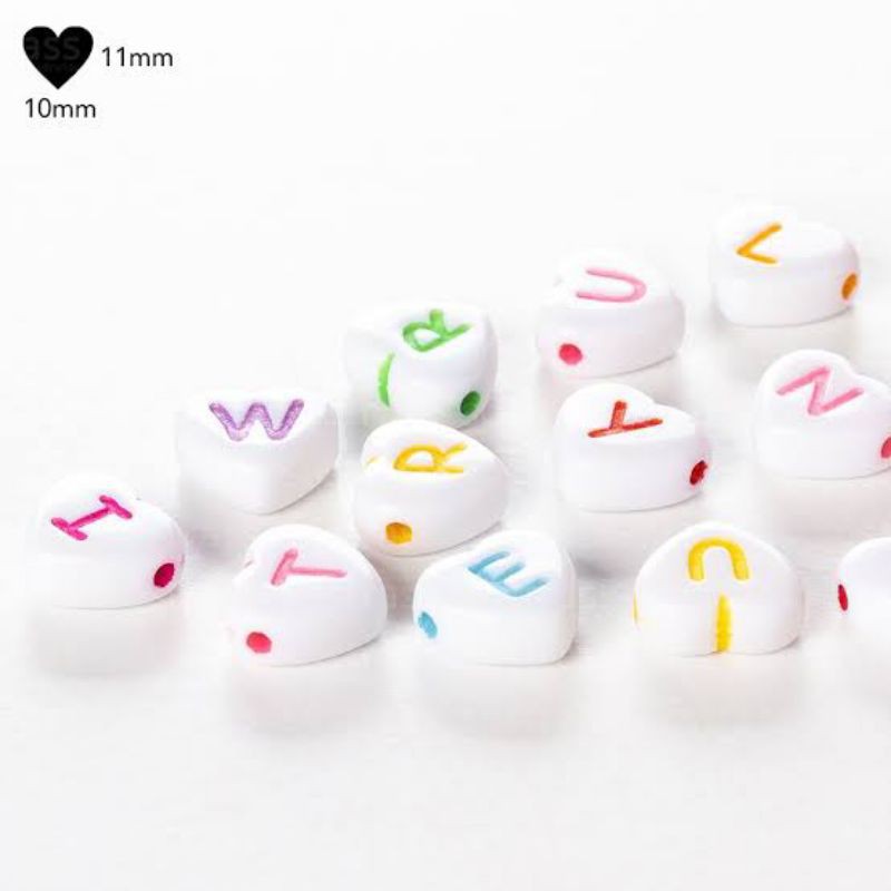 52 Entremeio Coração 11mm Branco Com Letras Sort