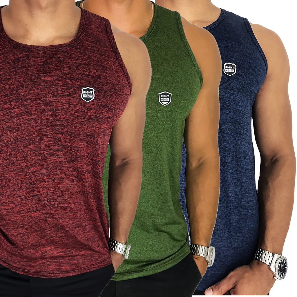 Kit 3 Camisetas Regata Masculina Dry Fit Academia 