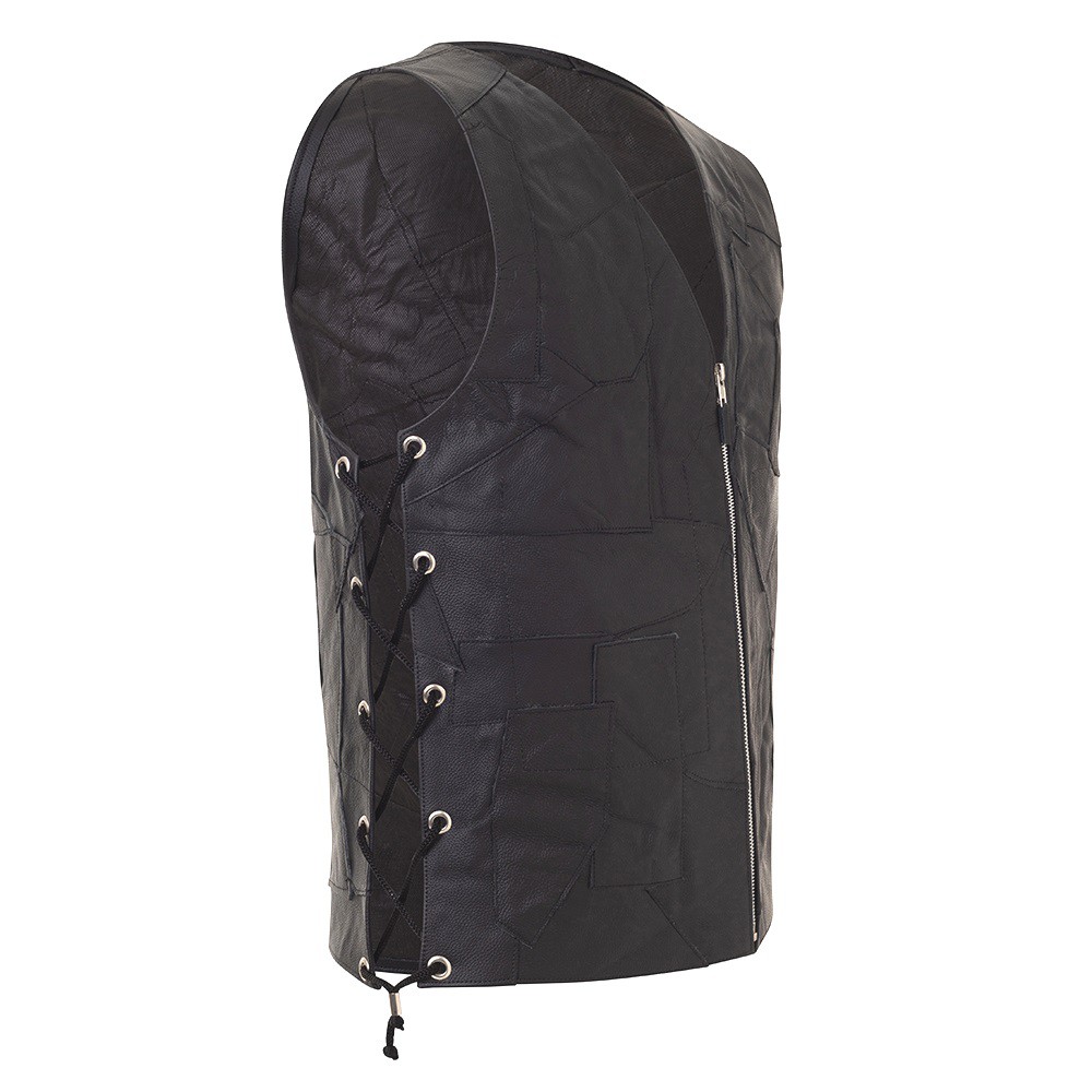 Colete Em Couro Legitimo Bovino Retalhado Com Fech