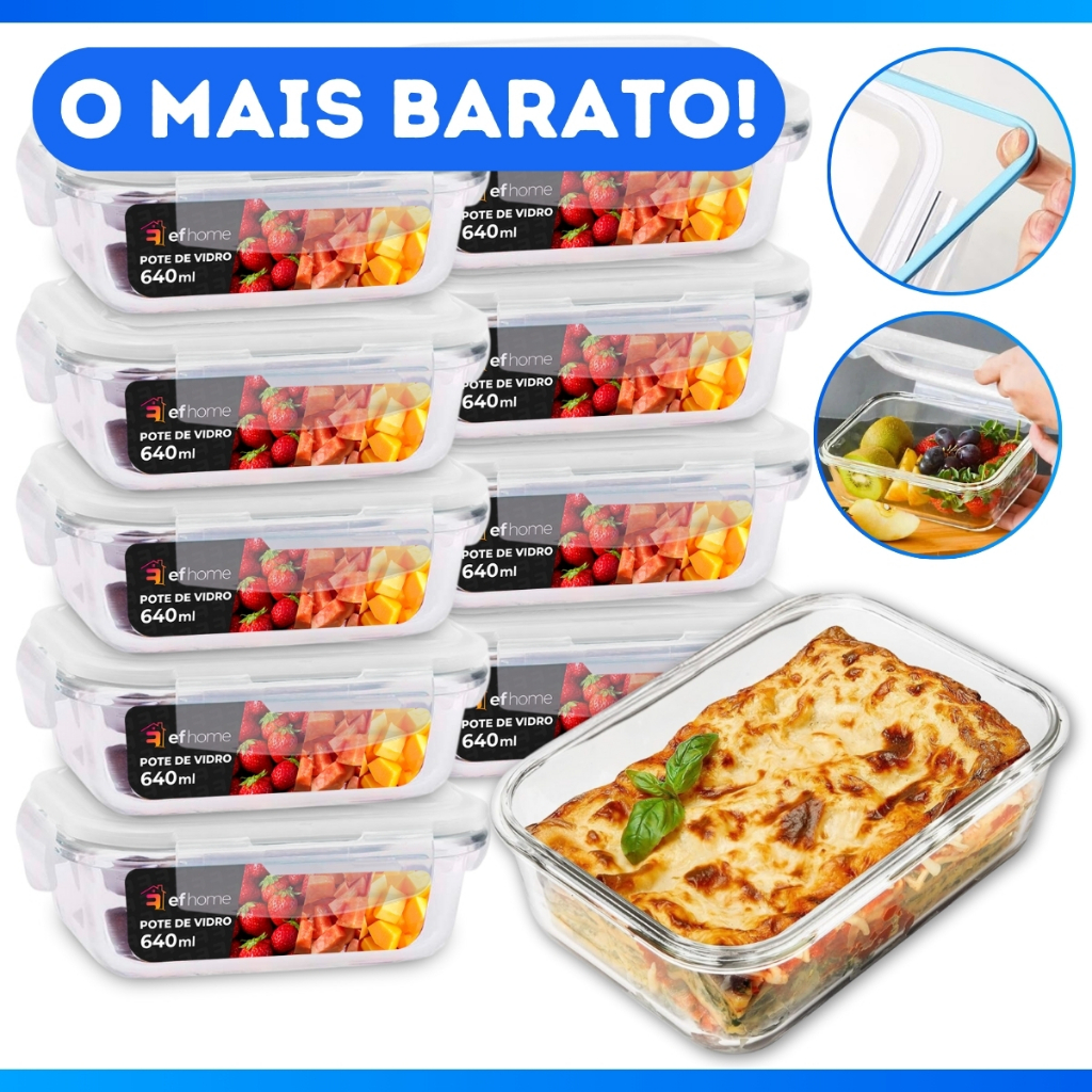 Jogo 2/4/5/6/8/10 Pote de Vidro Hermético Marmita