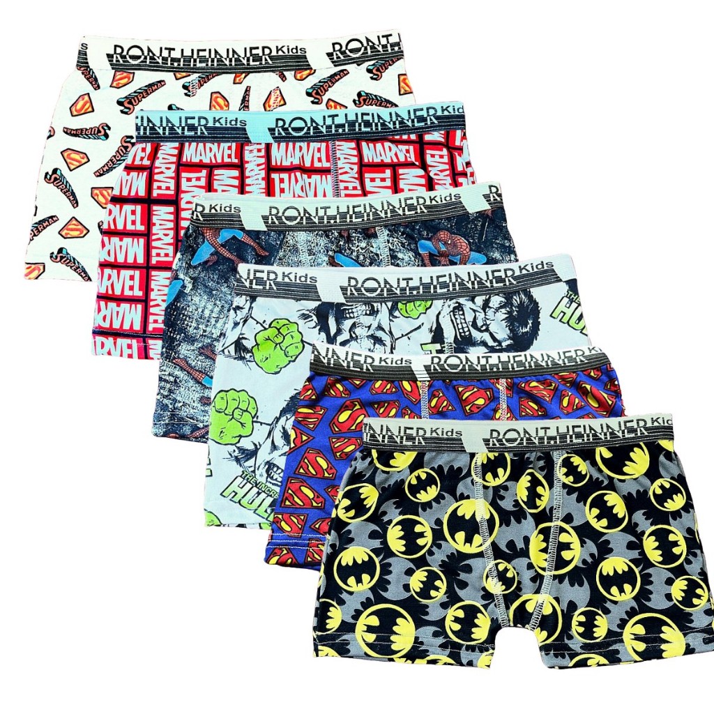 Kit 10 cueca boxer infantil personagem box menino