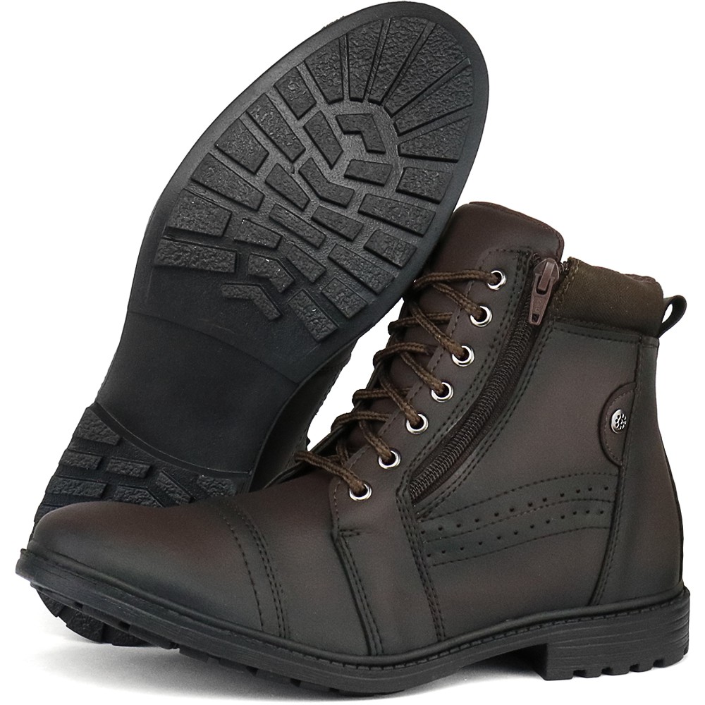Coturno Masculino Bota Cano Curto Casual com Cadar