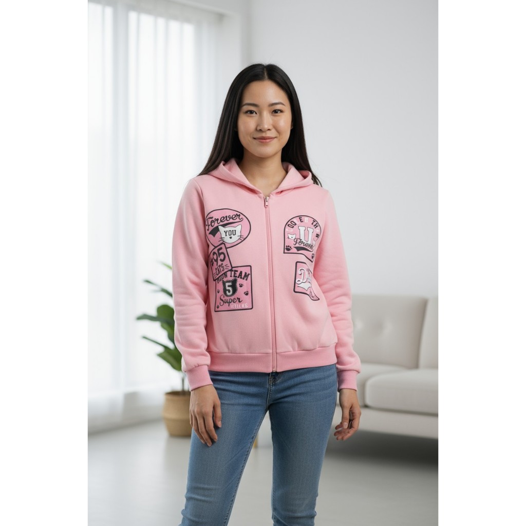 Casaco Menina Moletom Jaqueta Capuz E Zíper Roupa