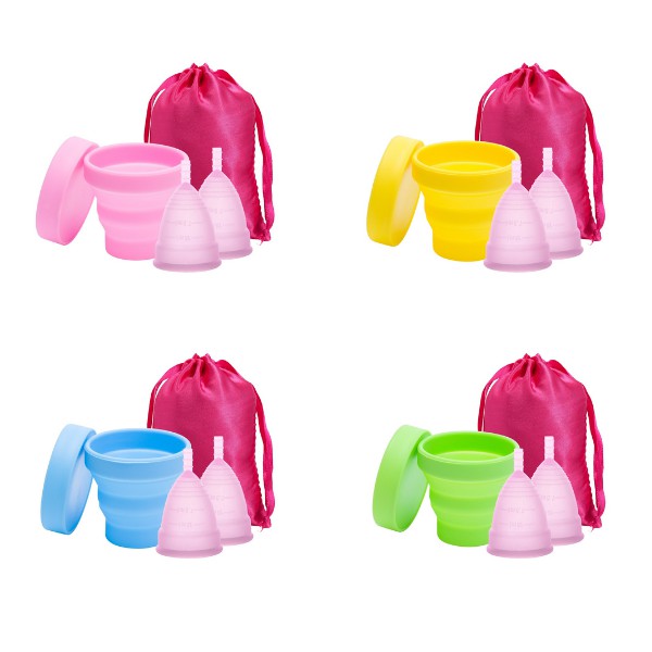 Kit 2 Copos Coletor Menstrual + Copinho Esteriliza