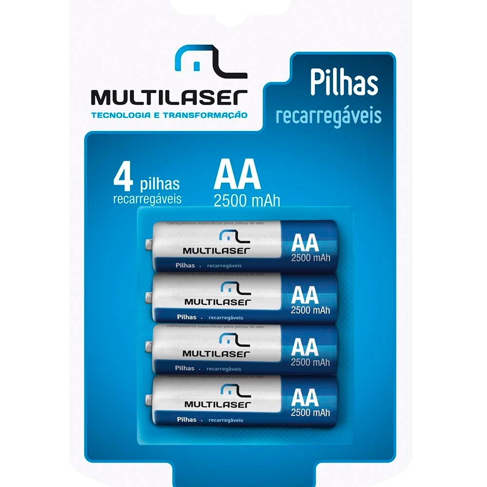 Pilhas Recarregáveis Multilaser Aa 2500Mah 4 Unid
