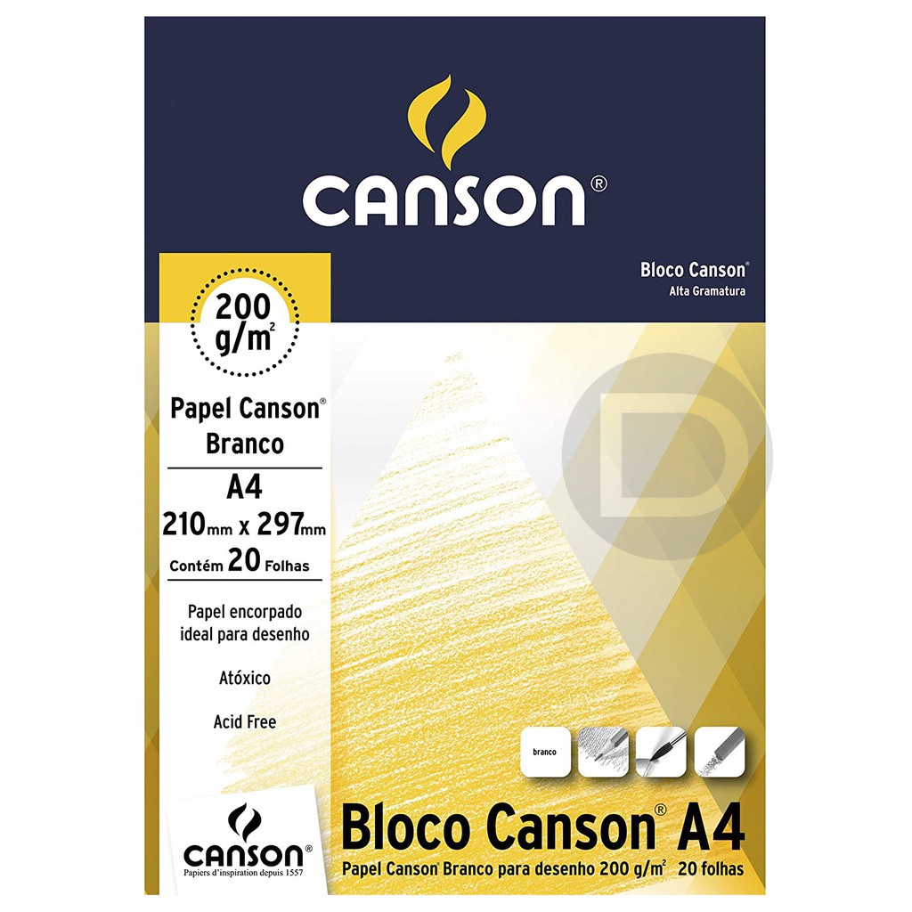 Bloco De Desenho Universitario Canson A4 200g 20 F