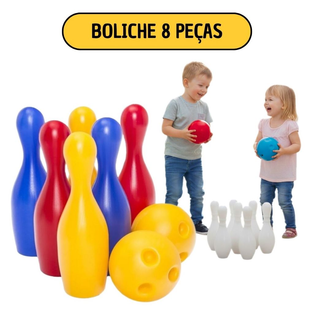 Jogo De Boliche Infantil Brinquedo C/ 6 Pinos + 2