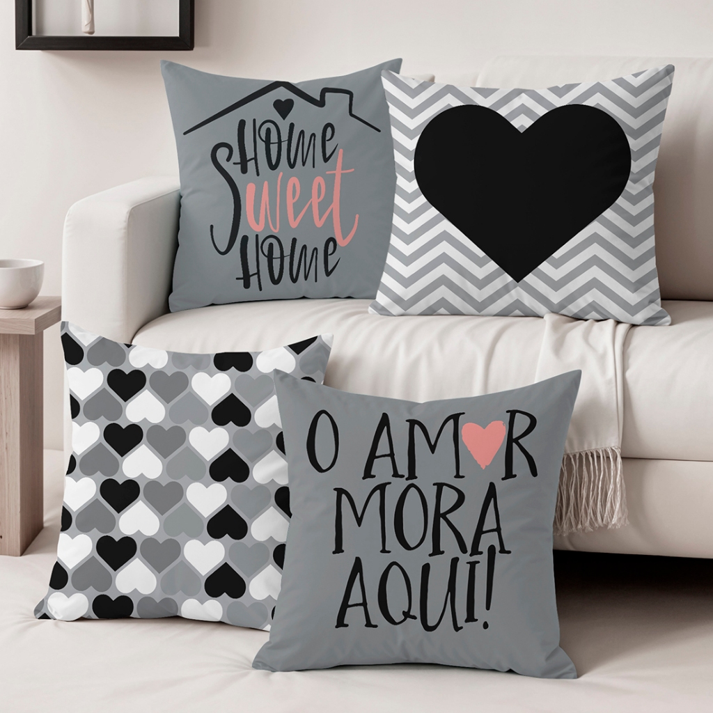 Kit Com 04 Capas De Almofadas Decorativas 45×