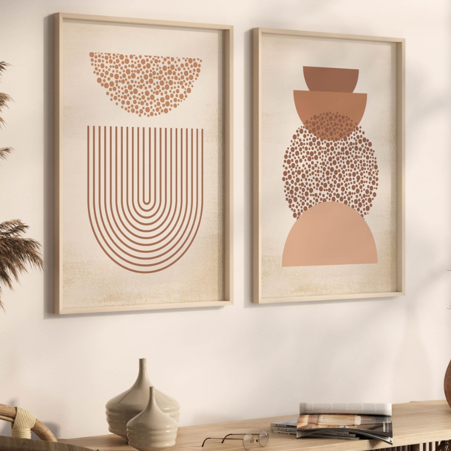 Kit 2 Quadros Decorativos com Moldura Sala Quarto 