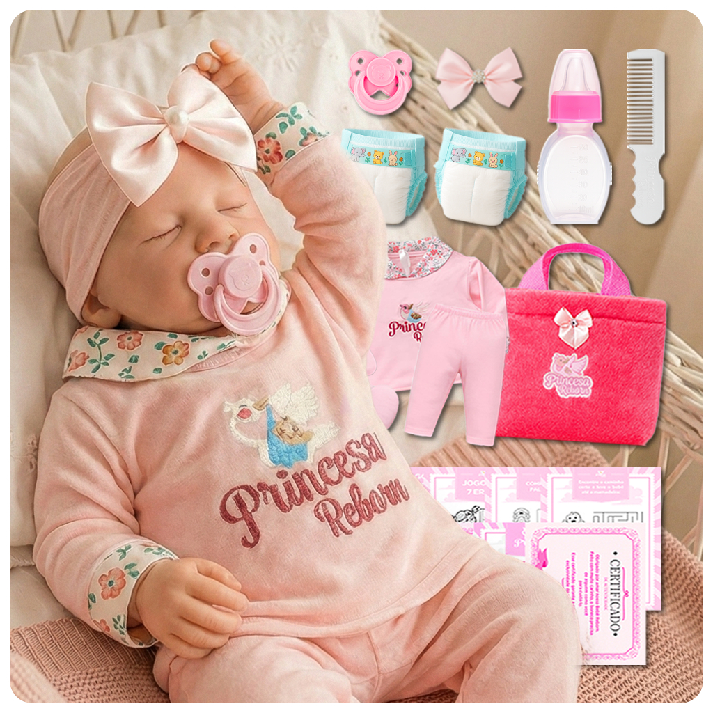Boneca Bebê Reborn Real + Itens Bolsa Maternidade