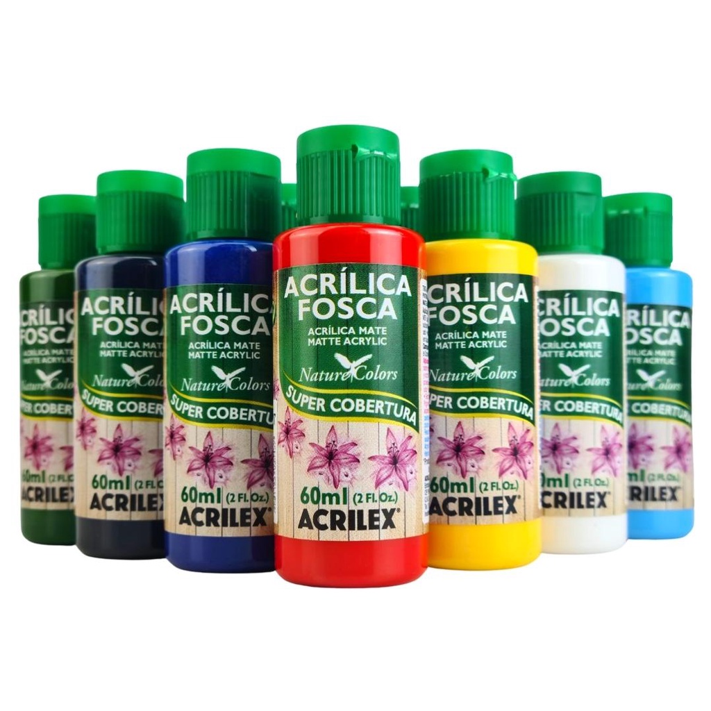Tinta Acrilica Fosca Acrilex Kit com 12 Unidades N