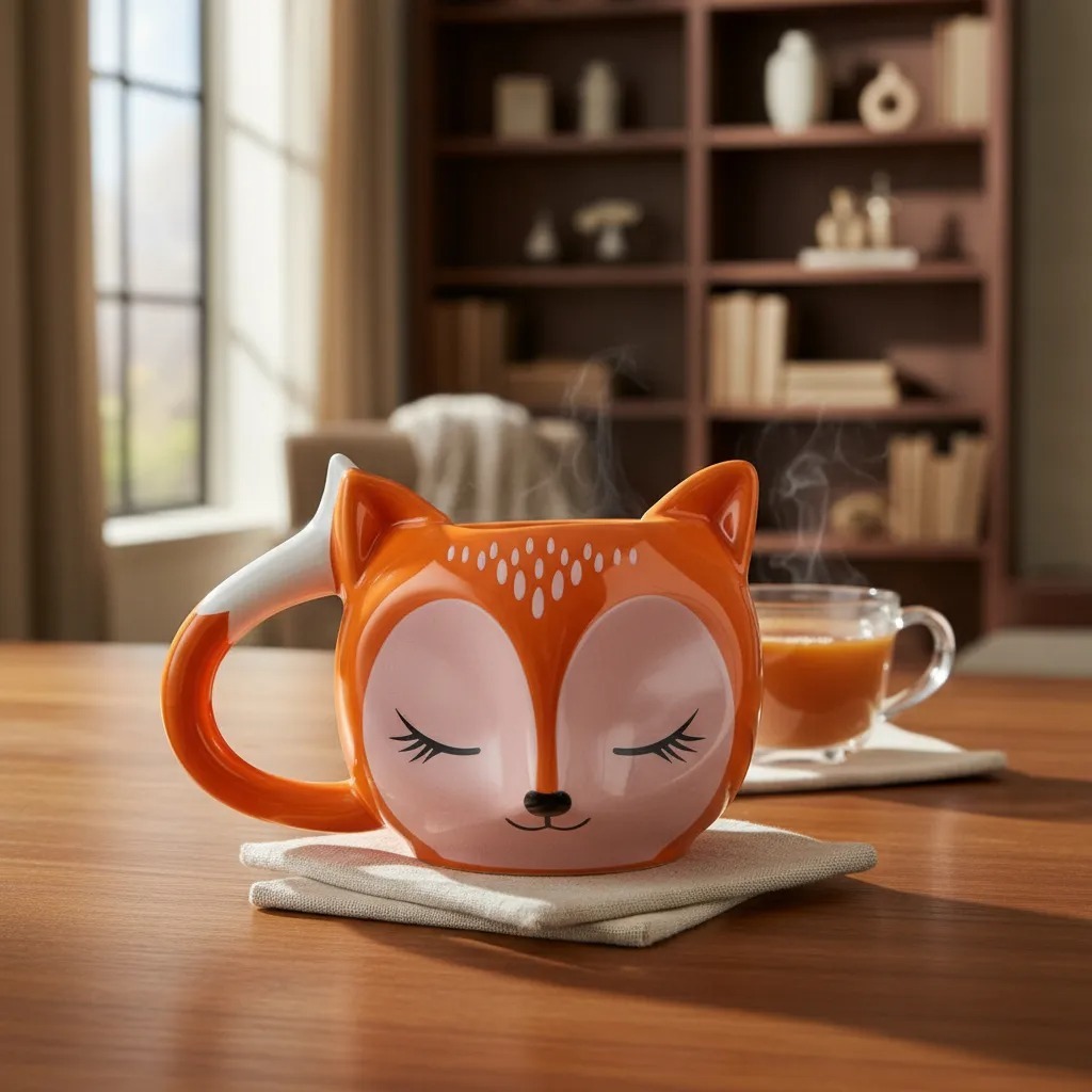 Caneca 3D Raposa 300ml Cerâmica Criativa Personal