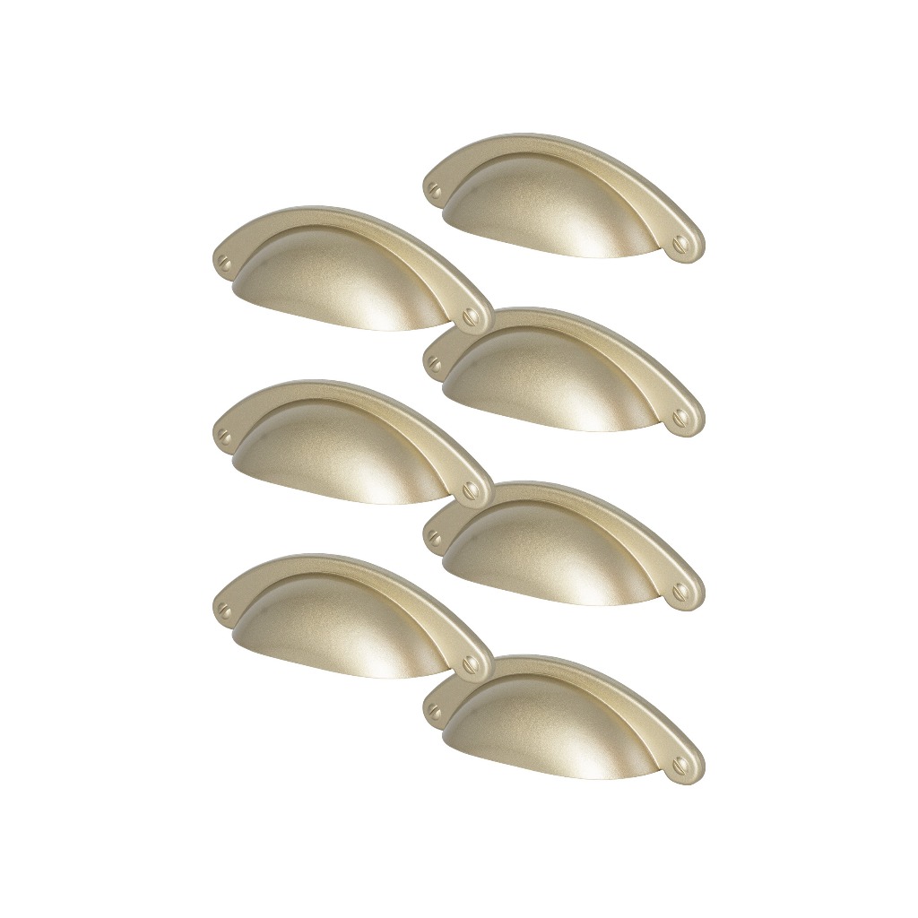 7 Puxadores Ouro Velho Colonial Concha 64mm Gaveta