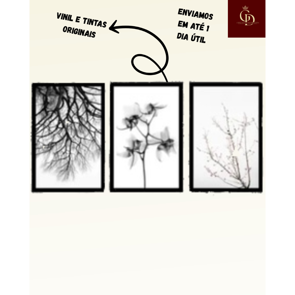 Quadros decorativos 3 peças Mosaico Arte Moderna 