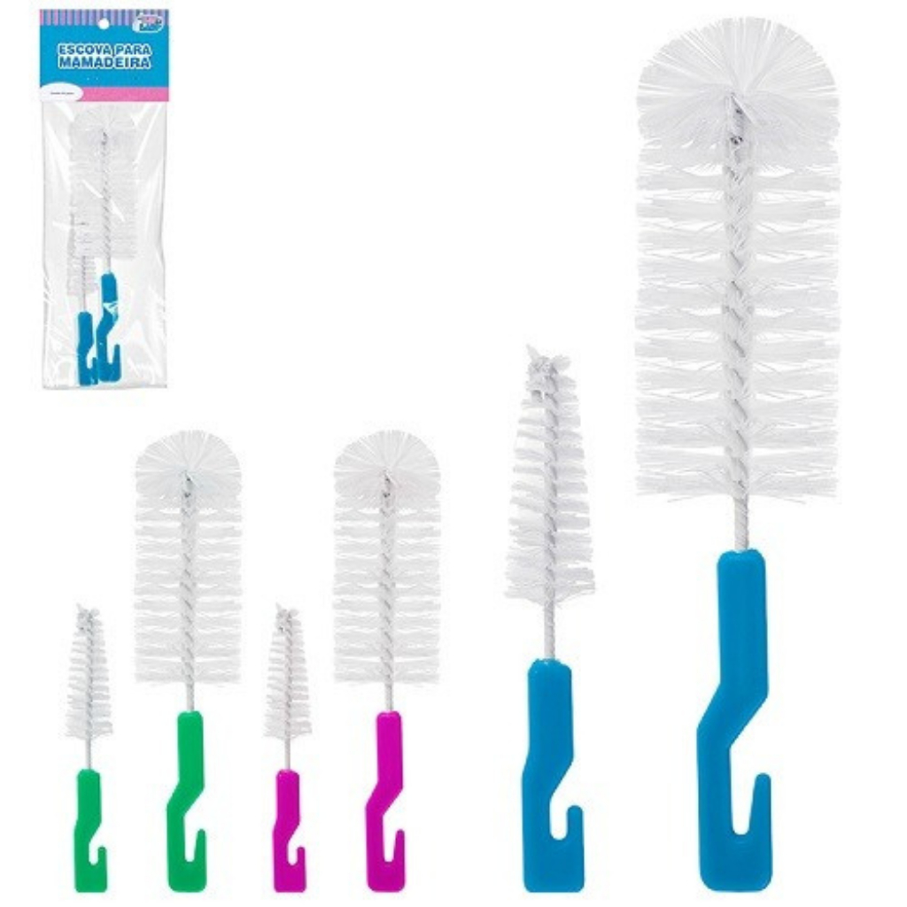 Kit Escova Limpa Mamadeira 2 Em 1 Limpa Bico ̵