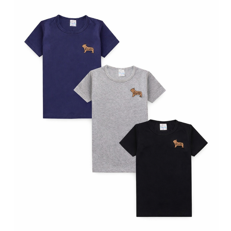 kit 3 camisas infantil e juvenil manga curta bási