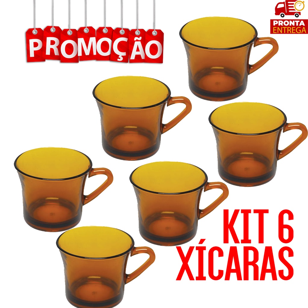 Jogo Com 6 Xícaras Café Chá Cor Âmbar 200 Ml S