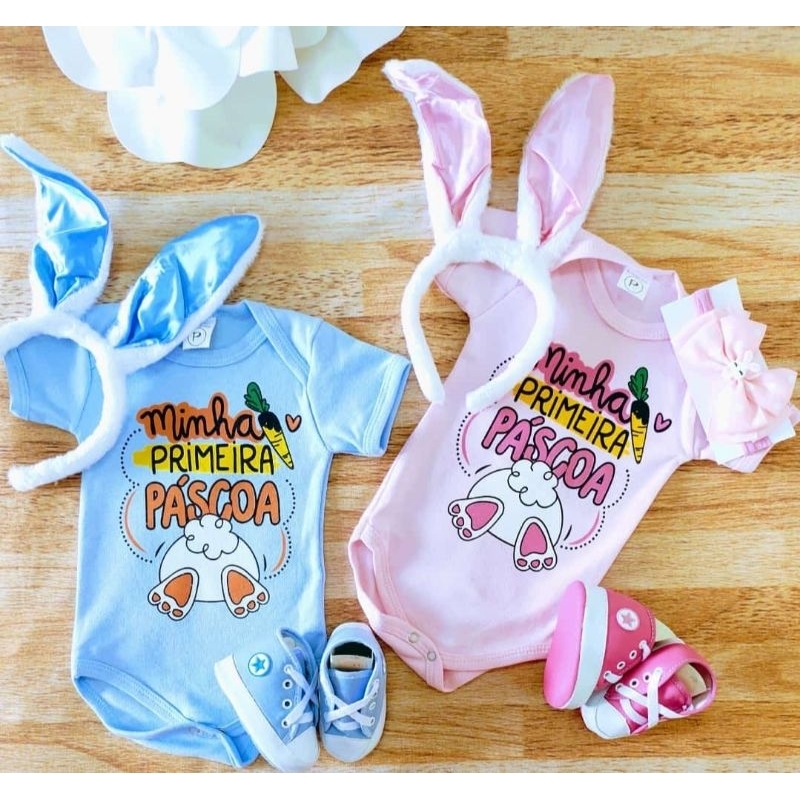 Body Temático minha primeira Páscoa com opções