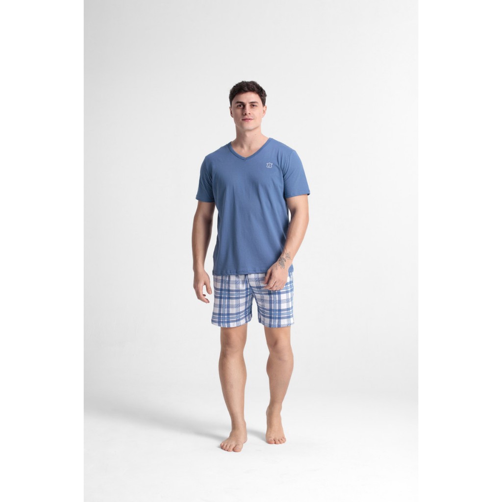 Pijama Adulto Masculino Camiseta E Shorts 100% Alg