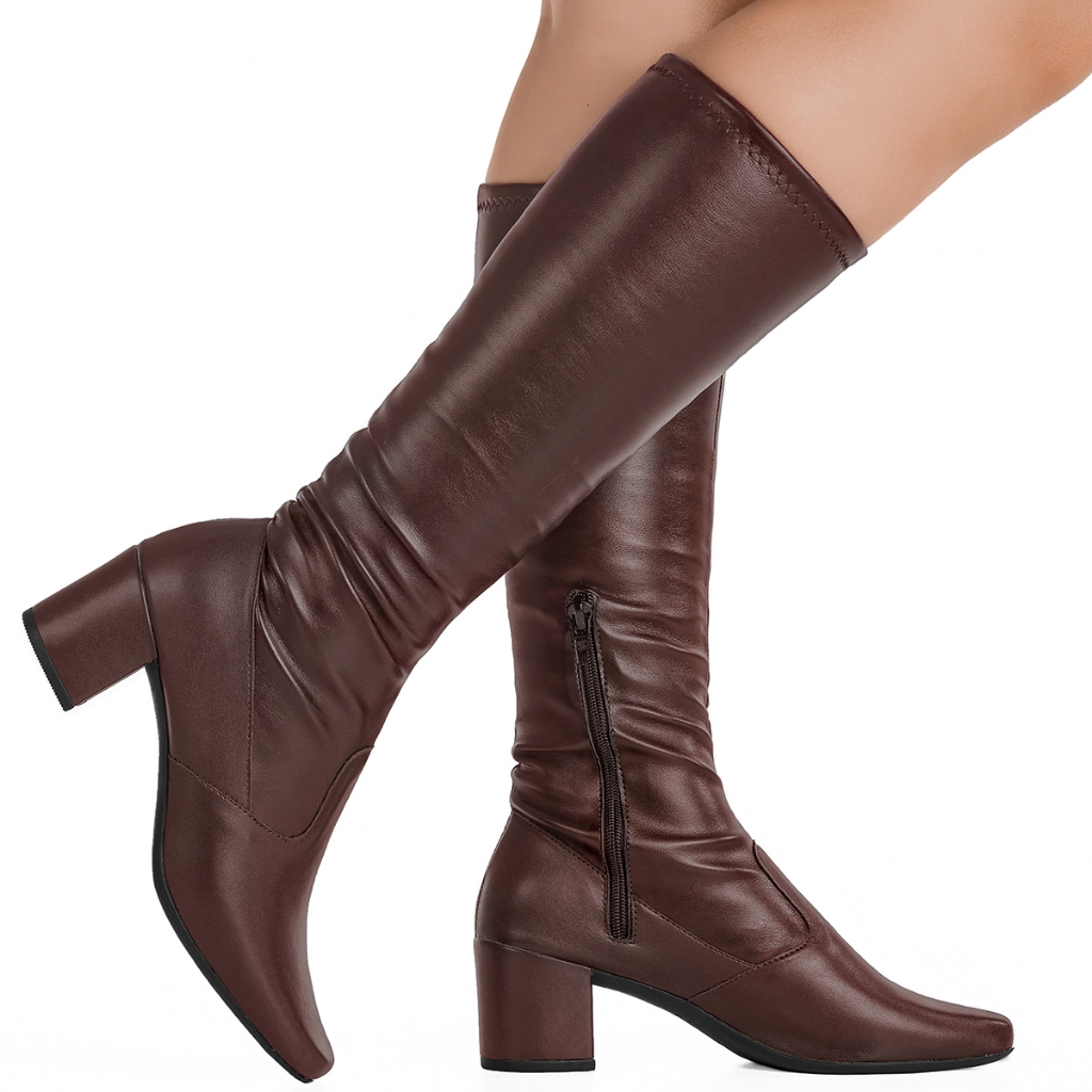 Bota Feminina GiGiL Bico Quadrado Cano Longo Confo