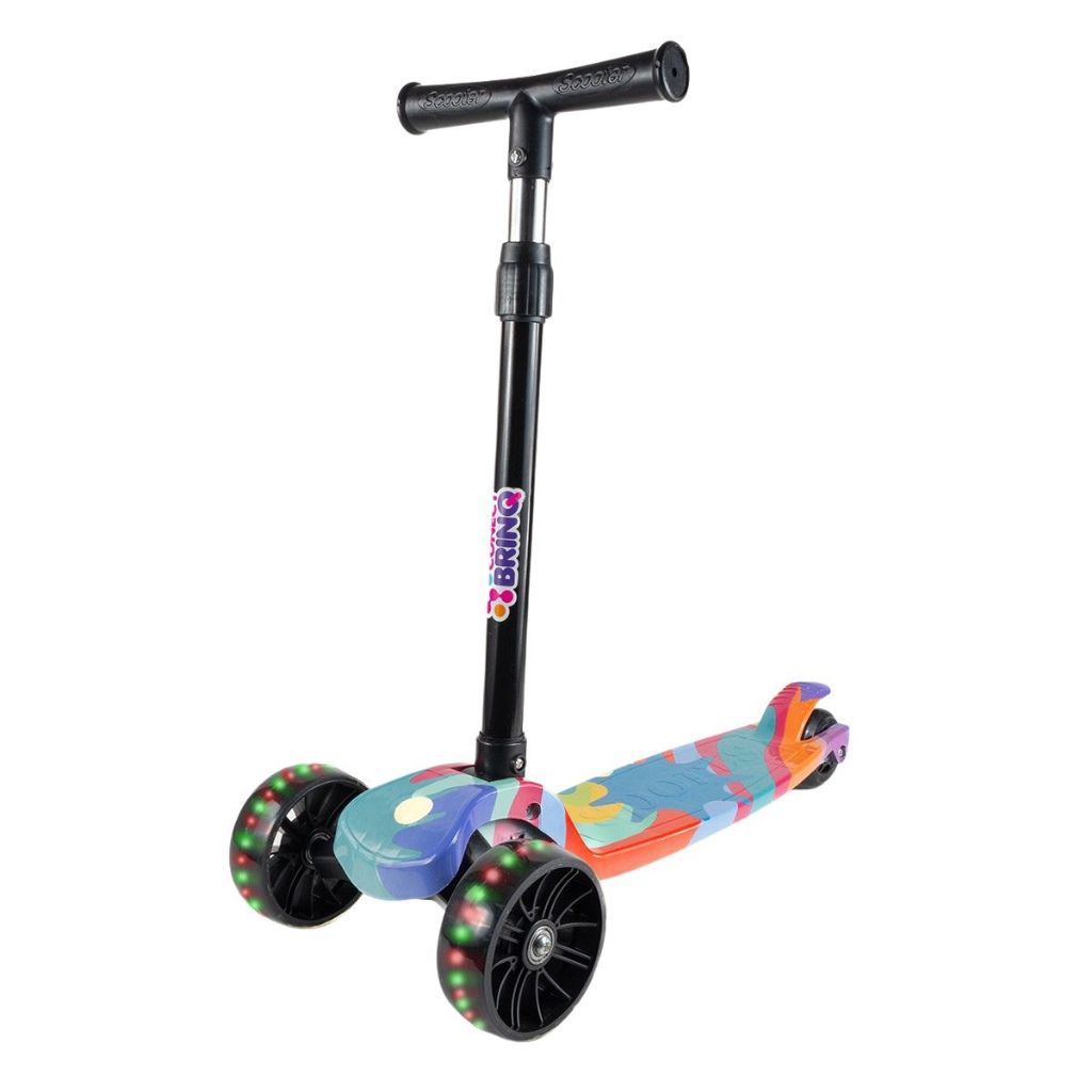 Patinete Infantil 3 Rodas com Luz LED, Dobrável e