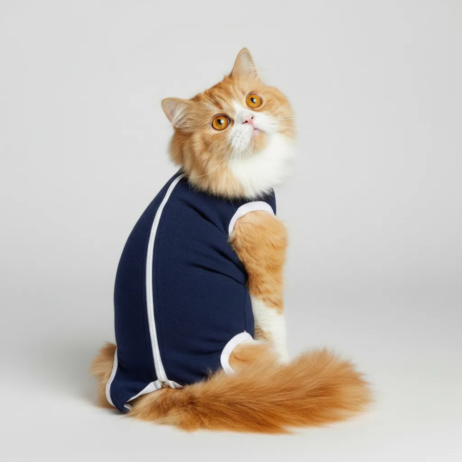 ROUPA PÓS CIRURGICA CASTRAÇÃO COM ZÍPER GATO