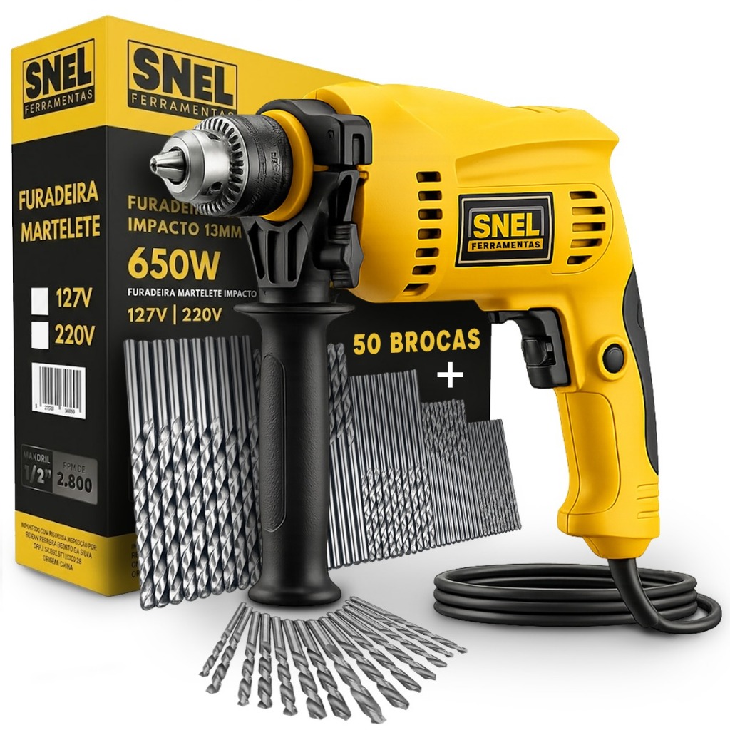 Furadeira Parafusadeira Impacto Martelete 650W Man