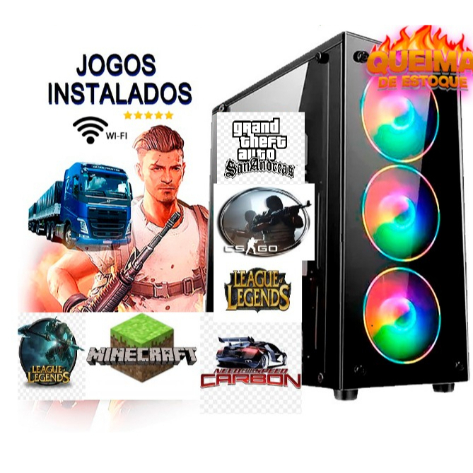 cpu pc gamer i5 barato 16g ssd128g+hd500 roda auto