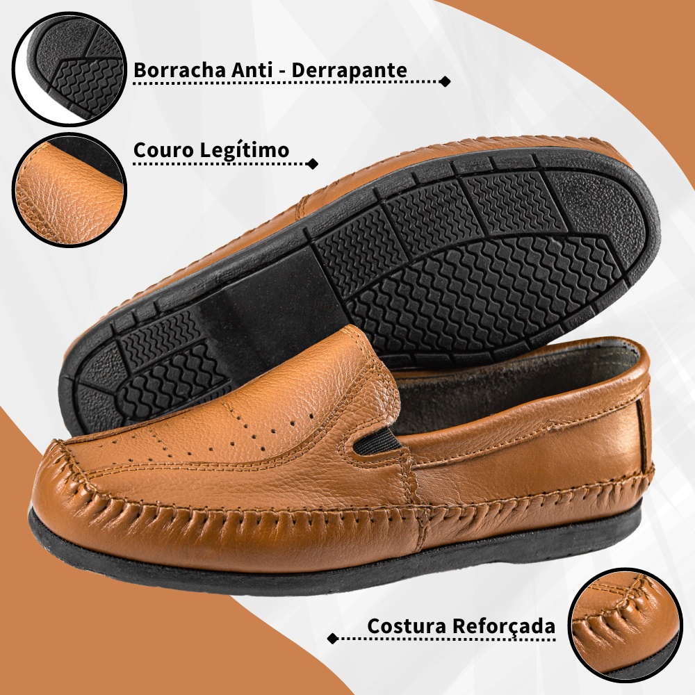 Sapato Sapatilha Mocassim Masculino de Couro Legit