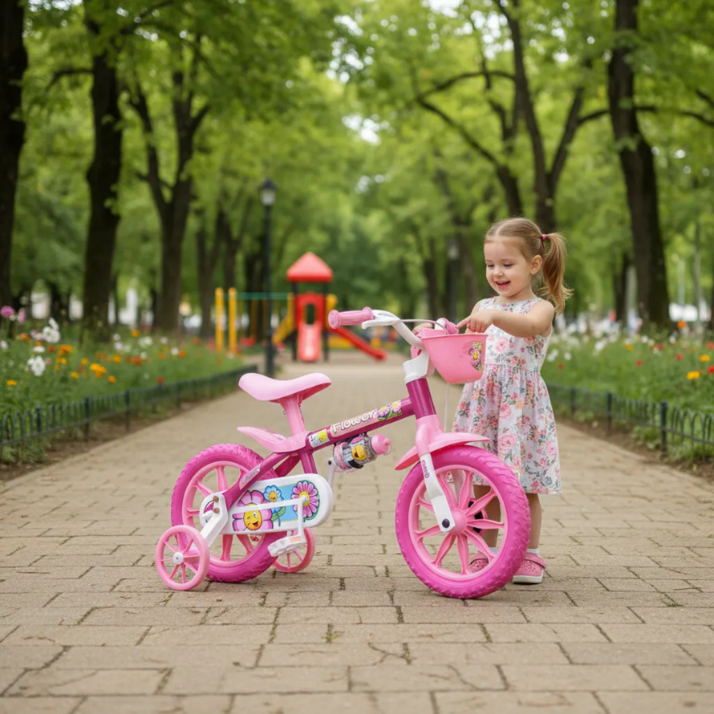 BICICLETA INFANTIL NATHOR FLOWER ARO 12 COM RODINH