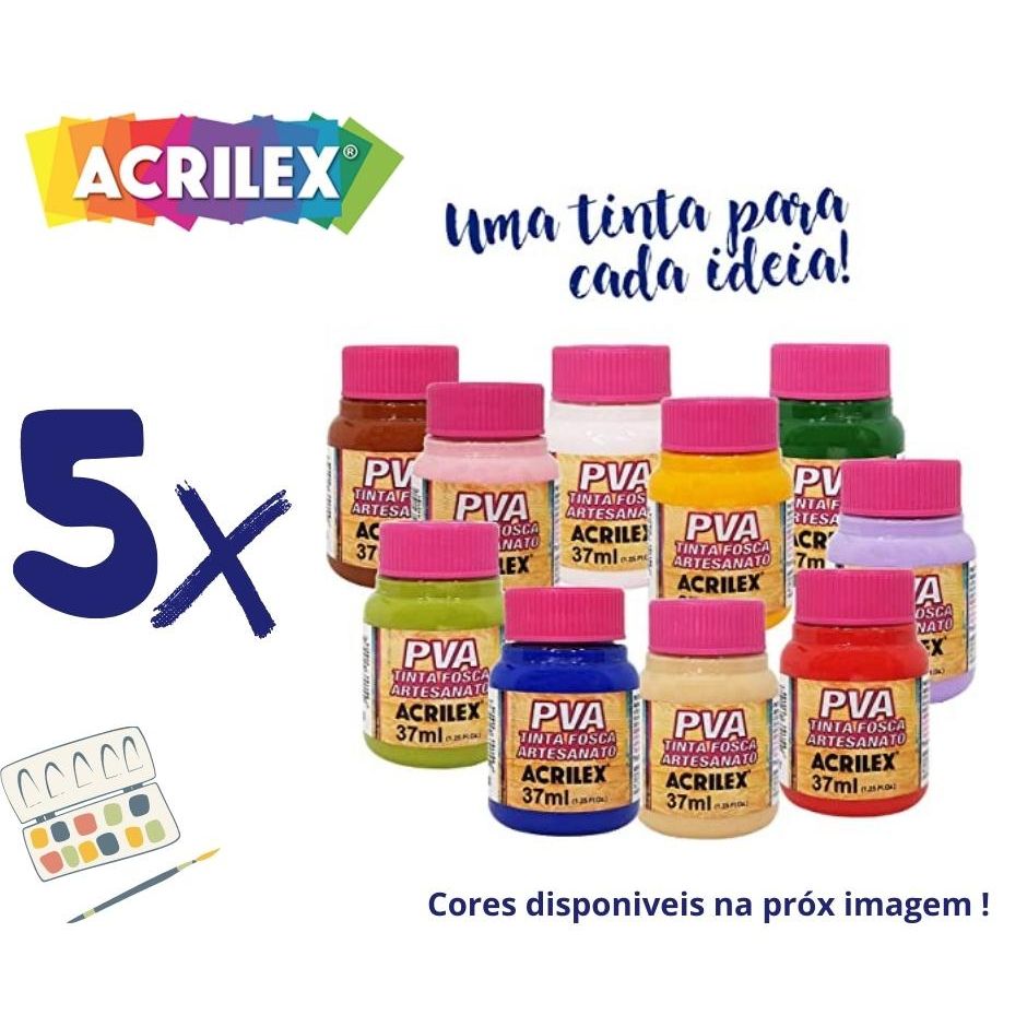 Tinta Pva Para Artesanato Acrilex 5x 37ml (escolha