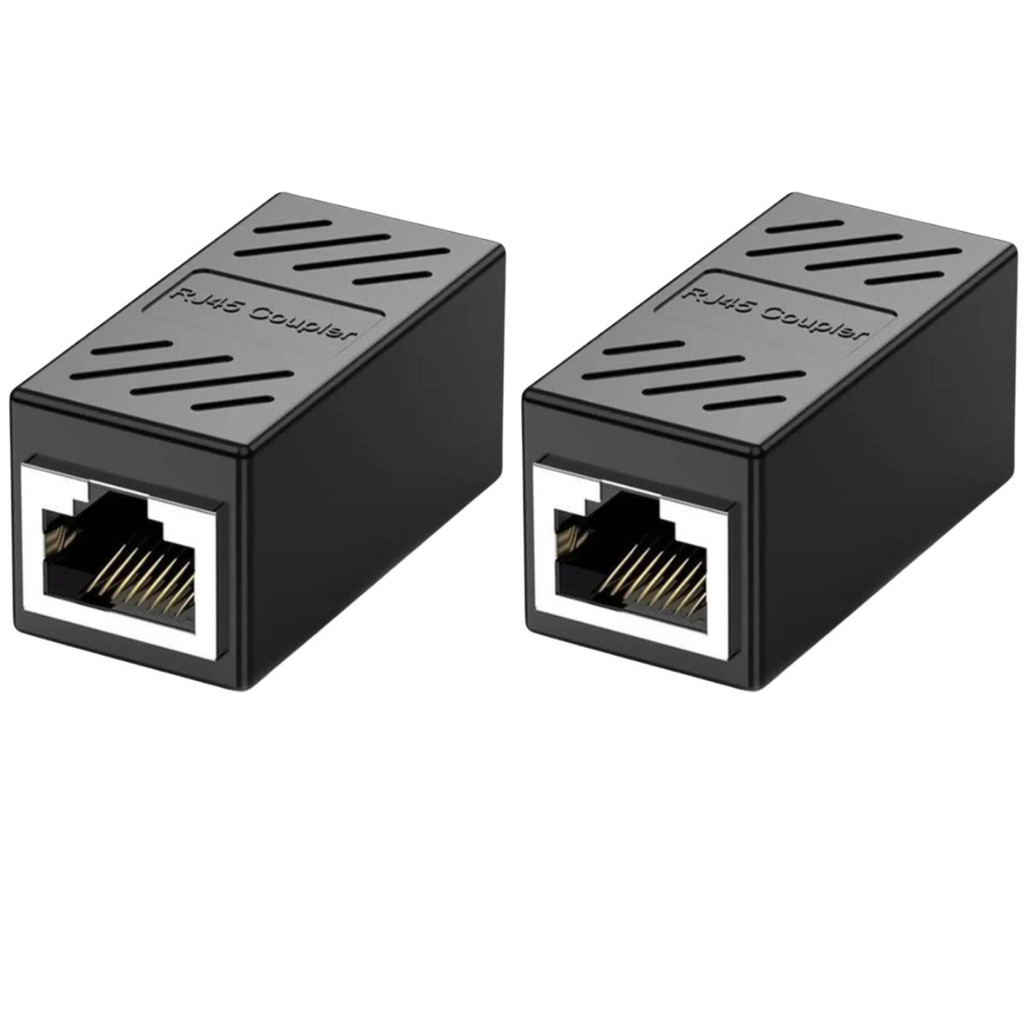 2x Adaptador Emenda Rj45 Extensor Cat5, Cat6, Cat7
