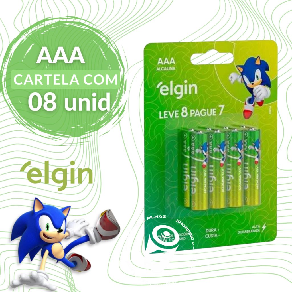 8 Pilhas Aaa Alcalina Elgin Blister C/8 unidades L