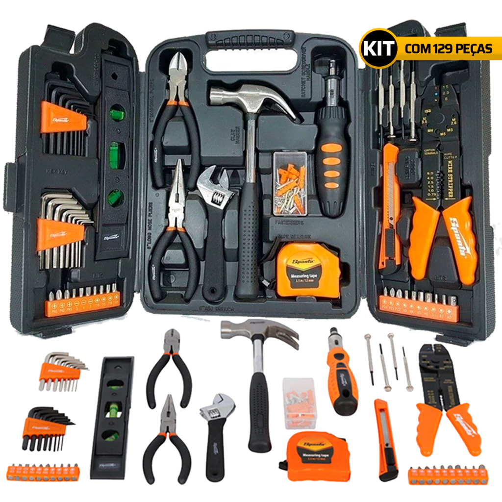 Kit Jogo De Ferramentas Completo Com 129 Peças Sp