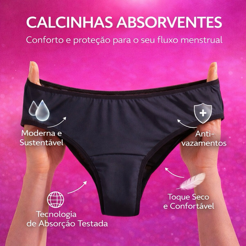 kit 2 Calcinha Absorvente, Calcinha Menstrual, Cal
